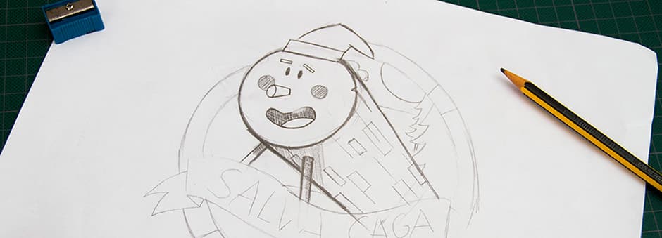 Salva a caga's logo sketch